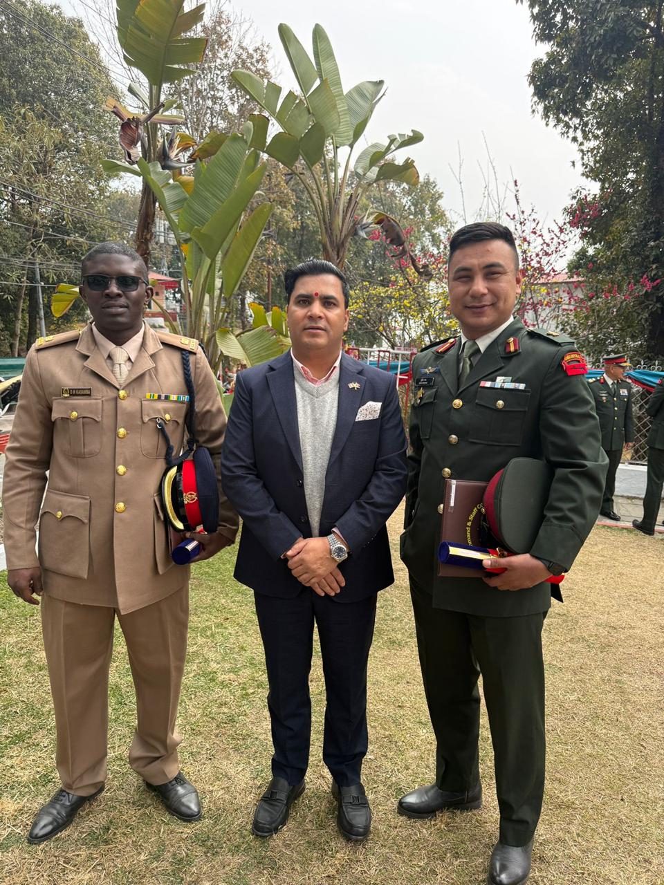 Kenyan and Nepali officers with the Honorary Consul at the College