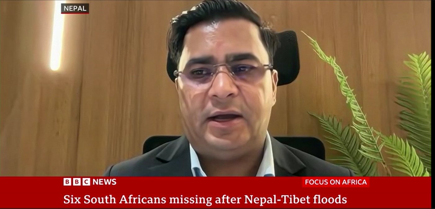 The Honorary Consul interviewed by BBC News from Kathmandu