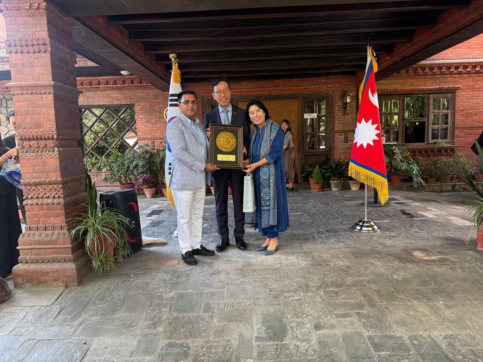 The Honorary Consul with the Ambassador of the Republic of Korea to Nepal and his spouse